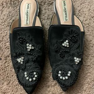 Karl Lagerfeld black beaded flats size 6M